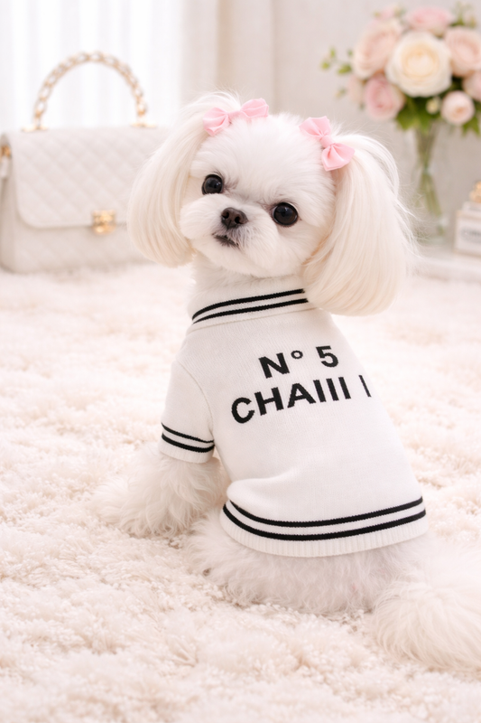 No. 5 Chic Knit Designer-Inspired Dog Sweater