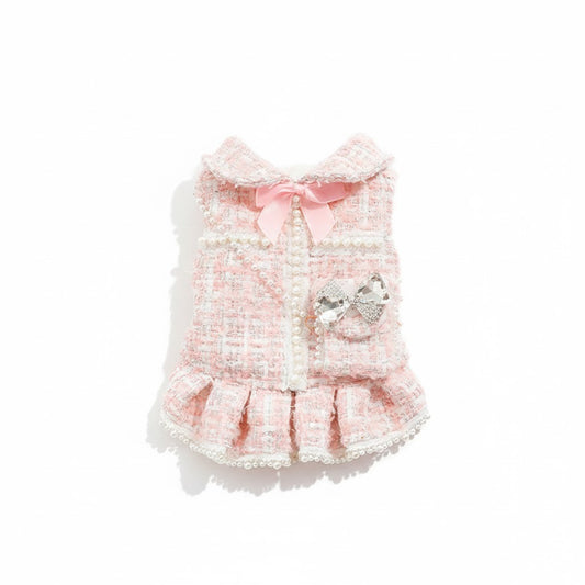 Blush Pearl Tweed Couture Dog Dress